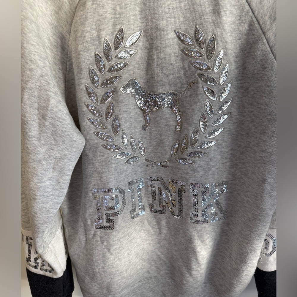 PINK sequinced half zip sweater
